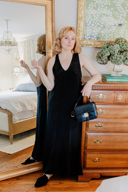 Crossed in Chic Sleeveless Maxi Dress in Black