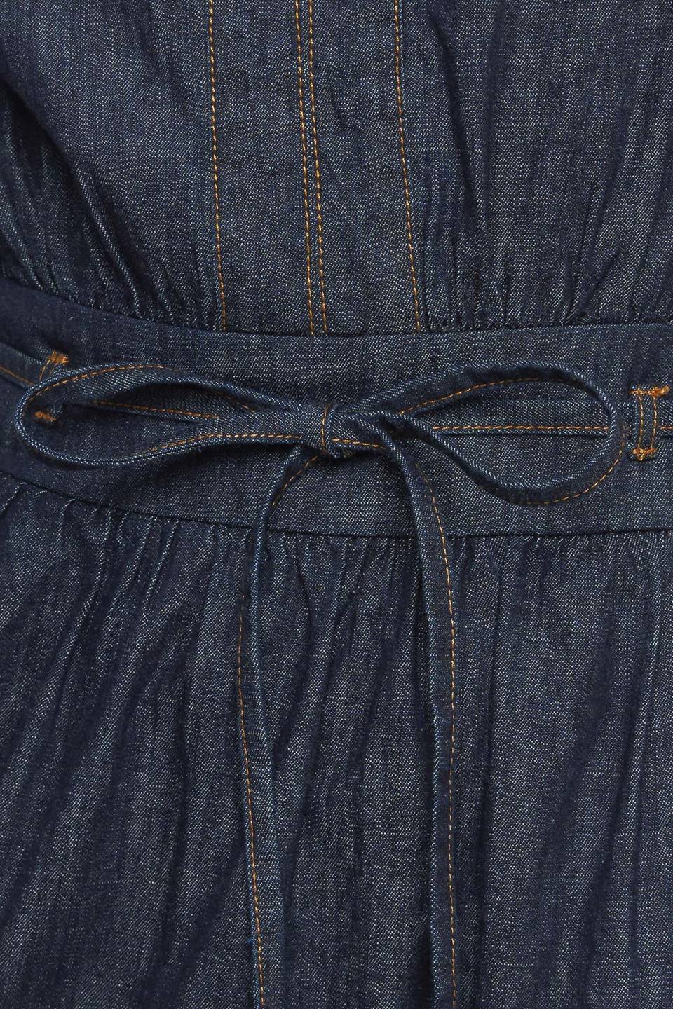 POWER DENIM GODDESS DARK INDIGO MIDI DRESS