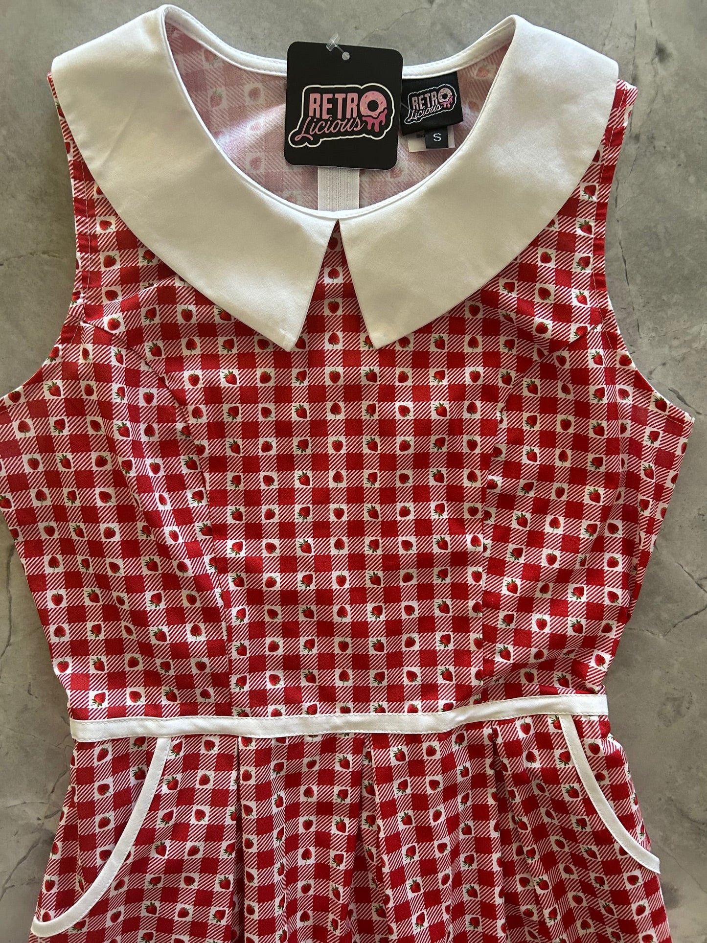 Strawberry Gingham Collared Dress