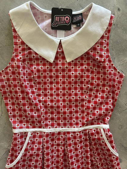 Strawberry Gingham Collared Dress