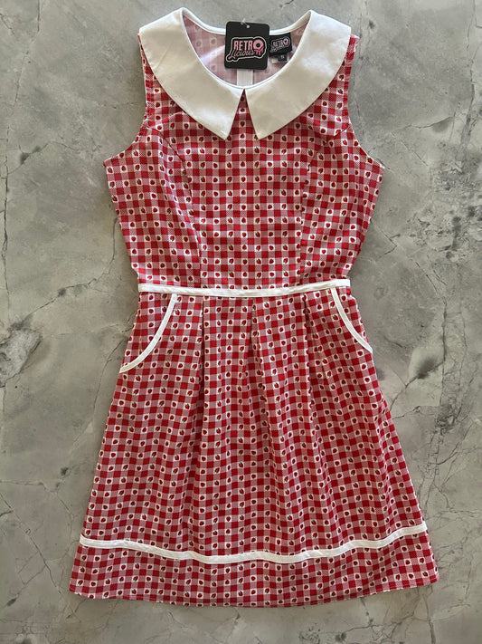 Strawberry Gingham Collared Dress